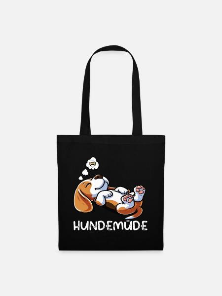 Hundemüde Beagle Beaglebesitzer Beaglehalter - Stoffbeutel - Schwarz