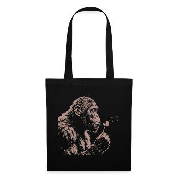  Chimpanzee Blowing Dandelion Art Monkey Nature - Stoffbeutel - Schwarz - Vorne