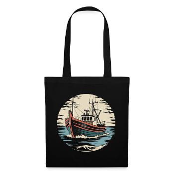 Bateau de pêche en haute mer Vintage Sailor Maritime - Sac en tissu - noir - Devant