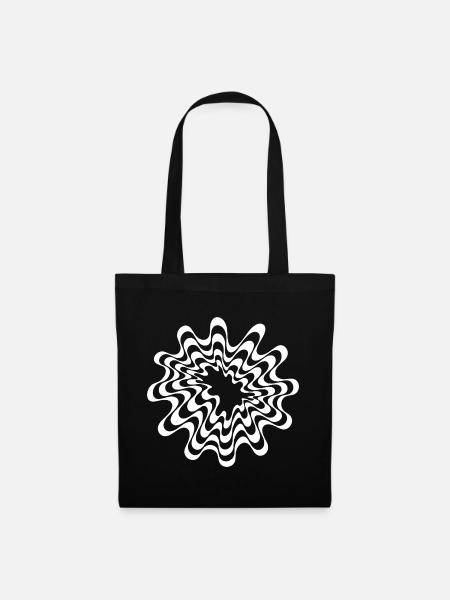 Hypnotische Schwarz-Weiß-Wirbel-Mandala - Stoffbeutel - Schwarz