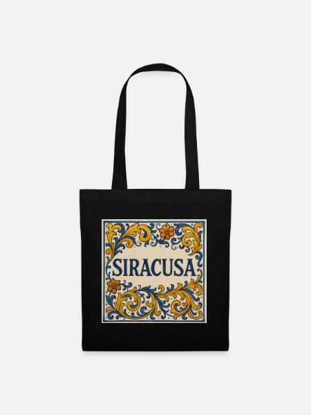 Siracusa Blumenkachel Ornament - Stoffbeutel - Schwarz