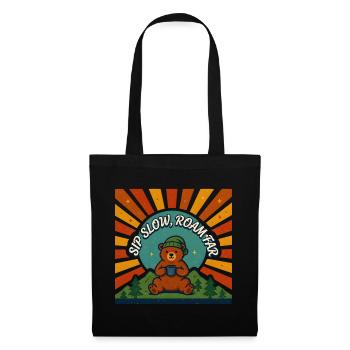 Cozy Bear Coffee Mountain – Vintage-Wildnis - Stoffbeutel - Schwarz - Vorne