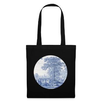 Delft_Blue_Classic_Dutch_Landscape_Ceramic_Art - Stoffbeutel - Schwarz - Vorne