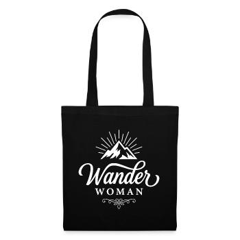 Wander Woman Wandern Berge Outdoor Frauen Motiv - Stoffbeutel - Schwarz - Vorne