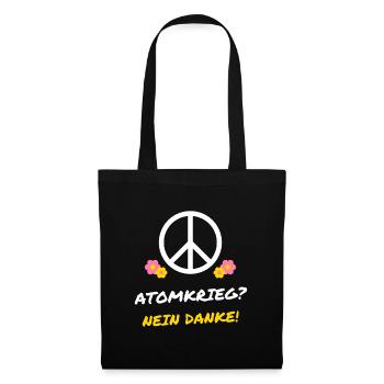 Atomkrieg? Nein danke! – Peace Zeichen - Stoffbeutel - Schwarz - Vorne