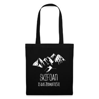 Zermatt Skifahren - Stoffbeutel - Schwarz - Vorne