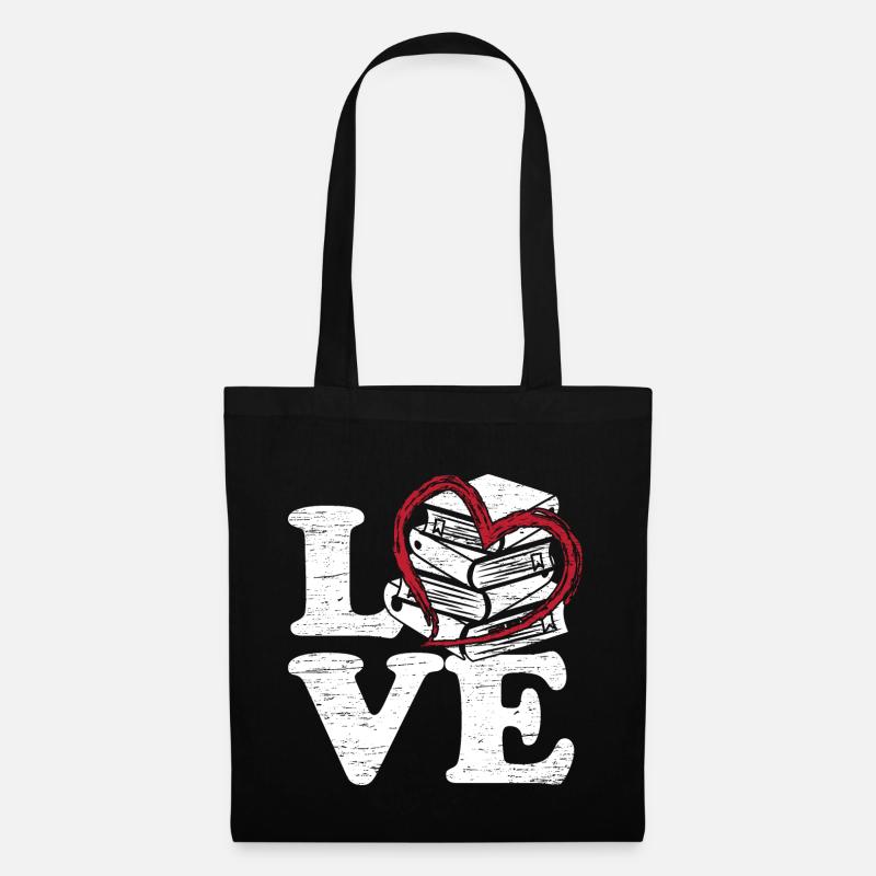 Bücher Liebe - Stoffbeutel - Schwarz