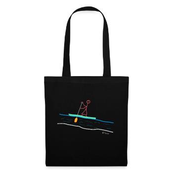Standup paddle stick figure, woman water floating - Tote Bag - black - Front