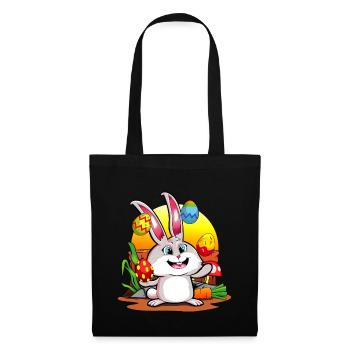 Osterhase | Frohe Ostern Bunte Eier Jonglieren - Stoffbeutel - Schwarz - Vorne