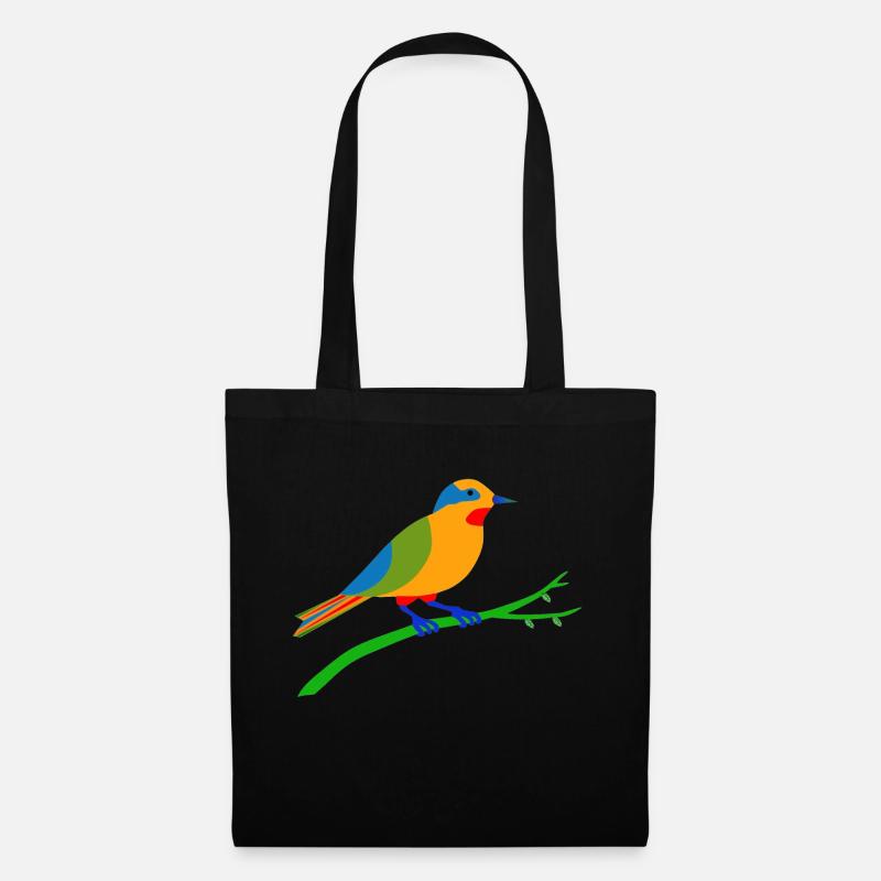 Vielfarbiger Vogel - Stoffbeutel - Schwarz