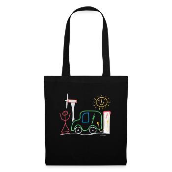 Electric car Electricity Stick figure, regenerative - Tote Bag - black - Front