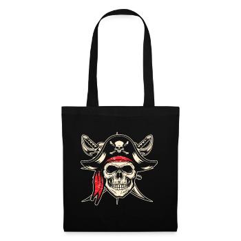 Capitaine pirate navire crâne antillais - Sac en tissu - noir - Devant