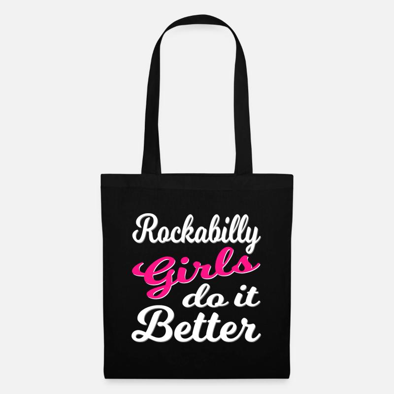 Rockabilly Vintage Mädchenpower - Stoffbeutel - Schwarz