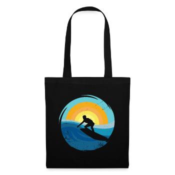 Surfer - Surfboard - Stoffbeutel - Schwarz - Vorne