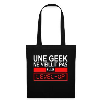 une geek ne vieillit pas elle level up - Sac en tissu - noir - Devant