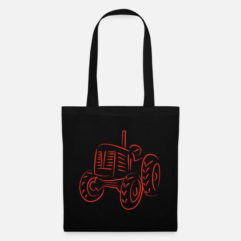 Rustikaler Traktor Silhouetten-Design - Stoffbeutel - Schwarz