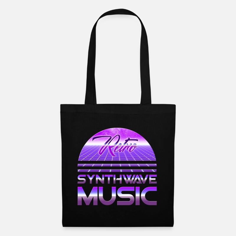 80s Neon Retro Synthwave Music Electronic Wave - Stoffbeutel - Schwarz