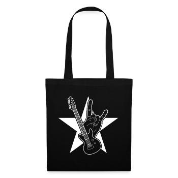 Main-rock guitare avec motif étoile - Sac en tissu - noir - Devant