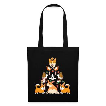 Cadeau d'amant de chien d'arbre de Noël drôle de corgi de Noël - Sac en tissu - noir - Devant