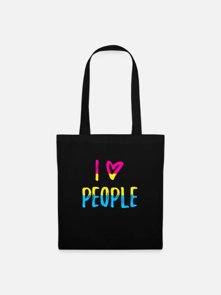 Ich liebe Menschen Spruch Pansexual Pride CSD - Stoffbeutel - Schwarz