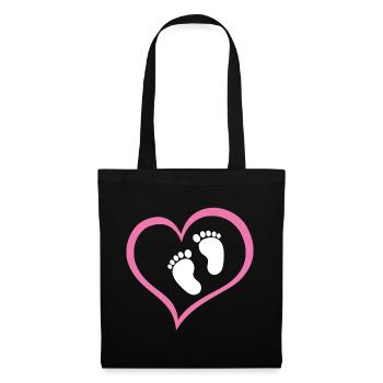 Baby Girl Footprint with Heart - Tote Bag - black - Front