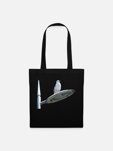 Mouette sur un poteau de lampe - Sac en tissu - noir