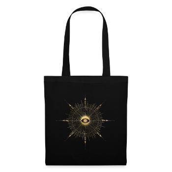 Motif de rayons à l’œil doré - Sac en tissu - noir - Devant