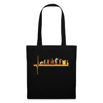 Gaming ECG Heartbeat Evolution Retro Gamer - Tote Bag - black - Front