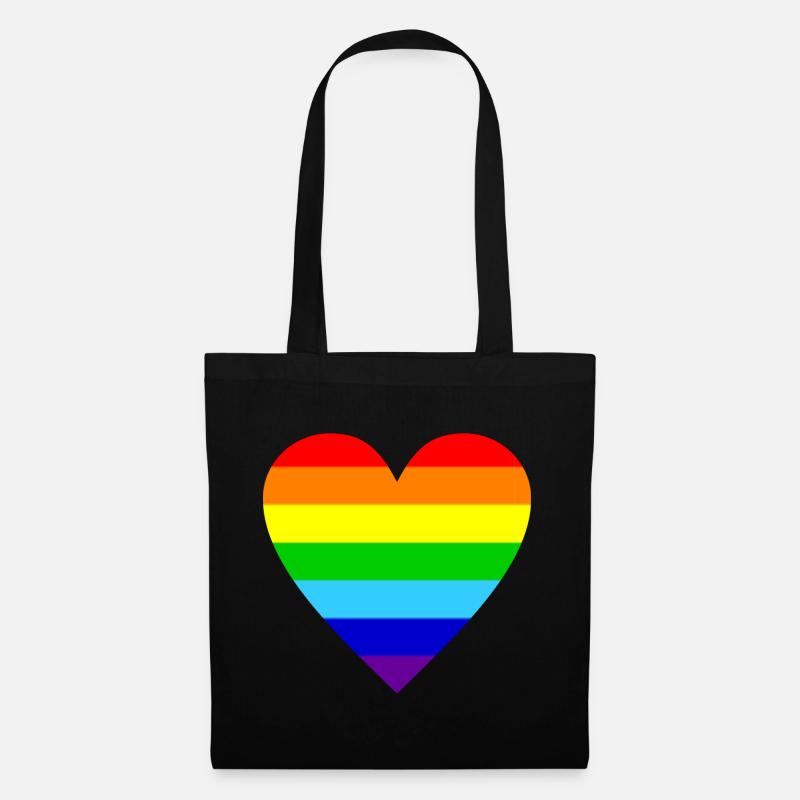 Herz Regenbogen Farben bunt - Stoffbeutel - Schwarz
