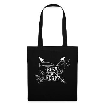 Beer is Vegan (Bier ist Vegan) - Stoffbeutel - Schwarz - Vorne