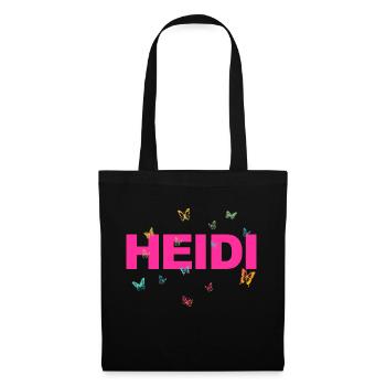 Heidi - Joli nom avec papillons, fille - Sac en tissu - noir - Devant