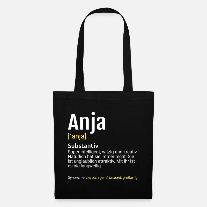 Anja Name Definition - Stoffbeutel - Schwarz