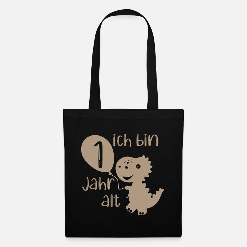 Dino 1 Jahr alt - Stoffbeutel - Schwarz