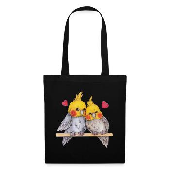 Niedlich Nymphen Geschenk Nymphensittich Liebhaber - Stoffbeutel - Schwarz - Vorne