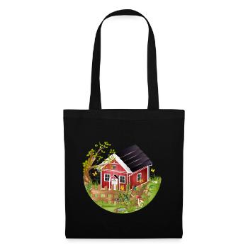 small red house with garden in spring - Tote Bag - black - Front