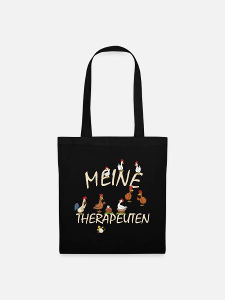 Hühner - Meine Therapeuten - Huhn Hühnerstall - Stoffbeutel - Schwarz