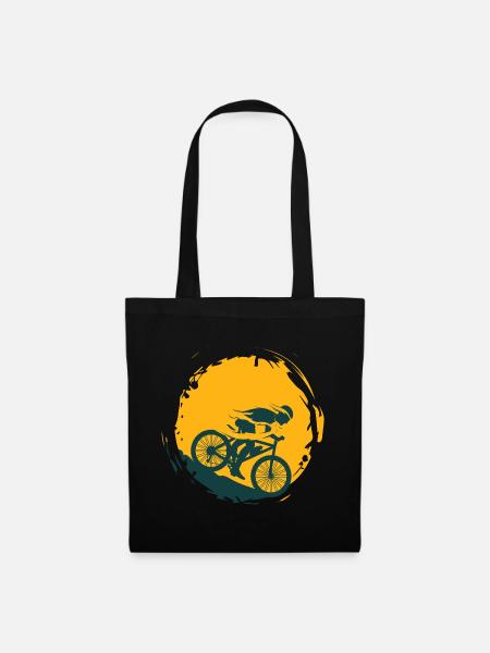 Mountainbiker mit Schwung - Stoffbeutel - Schwarz