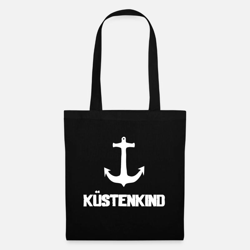 Küstenkind - Anker - Stoffbeutel - Schwarz