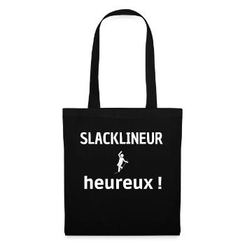 Slacklineur heureux ! Phrase positive et motivante - Sac en tissu - noir - Devant