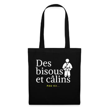Pas de câlins - idee cadeau judo - Sac en tissu - noir - Devant