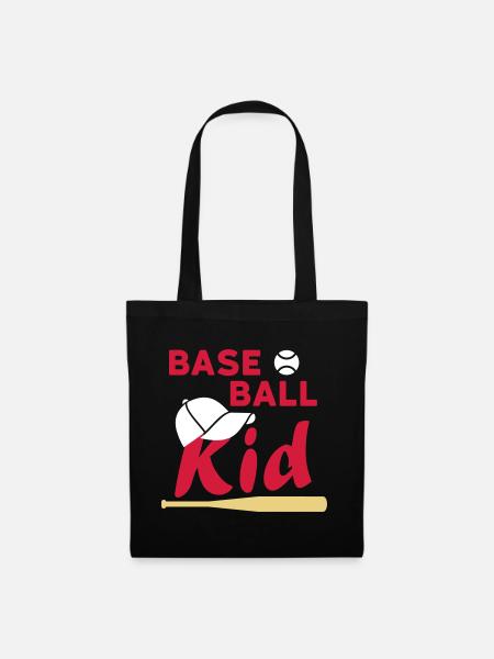 Baseball kid (game ball, cap, baseball bat) - Tote Bag - black