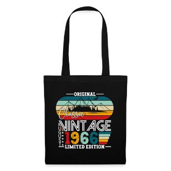 Jahrgang 1966 56. Geburtstag Geschenk August Fun - Stoffbeutel - Schwarz - Vorne