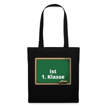 Schulanfänger Shirt mit Namen Erste Klasse Schule - Stoffbeutel - Schwarz - Vorne