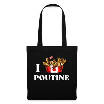 Kanadische Poutine Pommes Frites Mittagessen - Stoffbeutel - Schwarz - Vorne