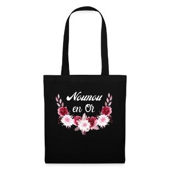 nounou en or Couronne de fleurs - Sac en tissu - noir - Devant