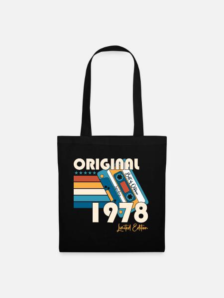 Oktober Jahrgang 1978 44. Geburtstag Geschenk Tape - Stoffbeutel - Schwarz