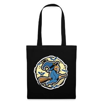 Sorcière au balai de sorcière Halloween - Sac en tissu - noir - Devant