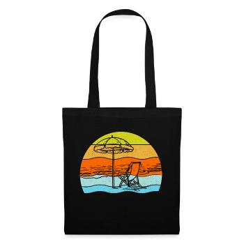 Vintage Sommer Strand Sonnenuntergang - Stoffbeutel - Schwarz - Vorne