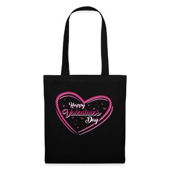Happy Valentines Day - Stoffbeutel - Schwarz - Vorne