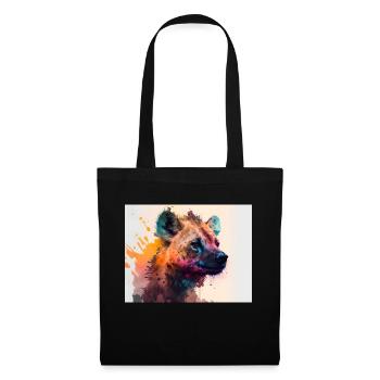 Hyäne Wild Hund Safari Wildlife Aquarell - Stoffbeutel - Schwarz - Vorne
